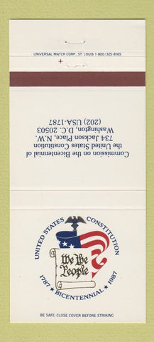 Matchbook Cover - US Constitution Bicentennial Washington DC 1987 30 Strike