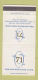 Matchbook Cover - Seventy One Club Chicago IL 30 Strike