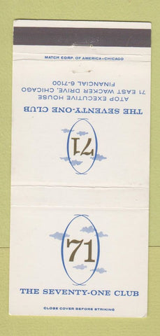 Matchbook Cover - Seventy One Club Chicago IL 30 Strike