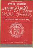 Matchbook Cover - Texas Tech College Lubbock TX Red Raiders 40 Strike