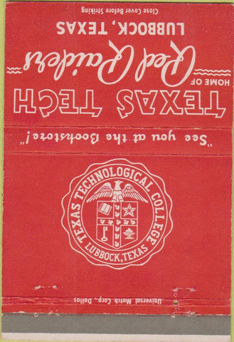 Matchbook Cover - Texas Tech College Lubbock TX Red Raiders 40 Strike