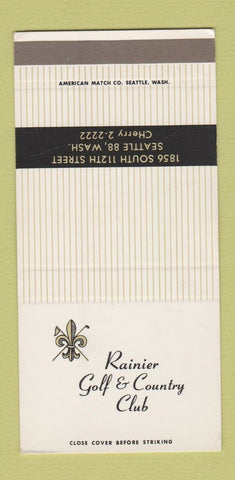 Matchbook Cover - Rainier Golf Country Club Seattle WA SAMPLE 30 Strike