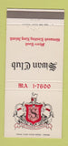 Matchbook Cover - Swan Club Glenwood Landing LI NY 30 Strike