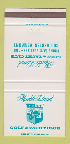 Matchbook Cover - Marble Island Golf YACht Club Colchester VT 30 Strike