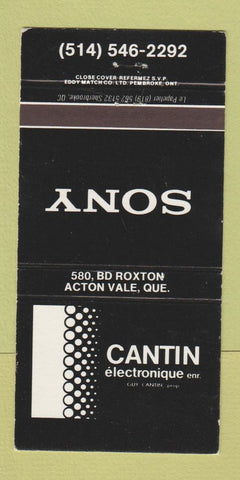 Matchbook Cover - Cantin Electronique Sony Acton Vale QC 30 Strike