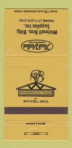 Matchbook Cover - True Value Hardware Whitesell Bros 30 Strike