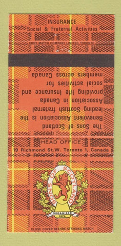 Matchbook Cover - Sons of Scotland Insurance Toronto ON 30 Strike