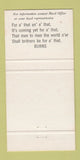 Matchbook Cover - Sons of Scotland Insurance Toronto ON 30 Strike