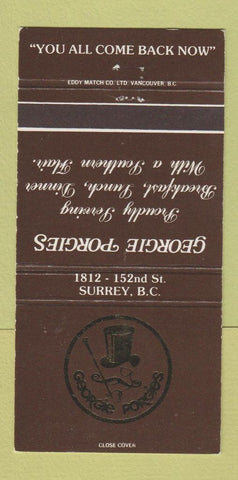 Matchbook Cover - Georgie Porgie's Surrey BC 30 Strike