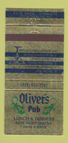 Matchbook Cover - Oliver's Pub Elmhurst IL 30 Strike
