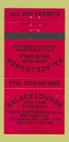 Matchbook Cover - Palace Lounge Strip Club? Matthews NC RED 30 Strike