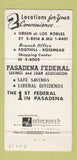 Matchbook Cover - Pasadena Federal Savings CA Rose Bowl 30 Strike