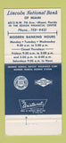 Matchbook Cover - Lincoln NATional Bank of Miami FL Abraham 30 Strike