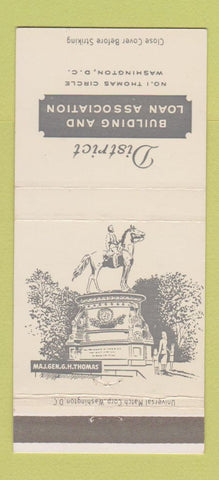 Matchbook Cover - District Building and Loan Washington DC 30 Strike