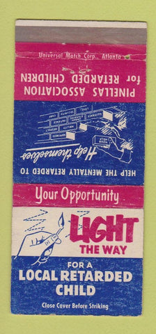 Matchbook Cover - Light the Way Retarded Children WEAR 30 Strike