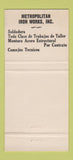 Matchbook Cover - Metropolitan Iron Works Hato Rey Puerto Rico 30 Strike