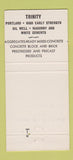 Matchbook Cover Trinity Portland Cement Dallas Forth Worth Houston TX 30 Strike