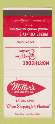 Matchbook Cover - Miller's Super Markets Grocery Eaton OH 30 Strike