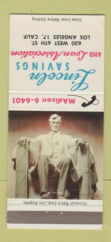 Matchbook Cover - Lincoln Savings and Loan Los Angeles CA 30 Strike