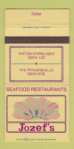 Matchbook Cover - Jozef's Restaurants Dallas TX 30 Strike