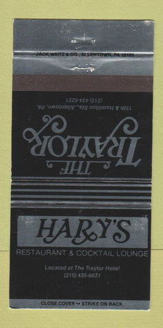 Matchbook Cover - Hary's Traylor Aallentown PA 30 Strike