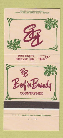 Matchbook Cover - Beef n Brandy Countryside IL 30 Strike