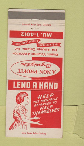Matchbook Cover - Parents Volunteer Retarded Children Cleveland OH 30 Strike