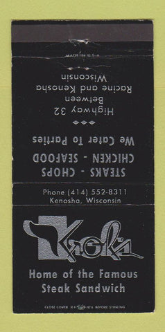 Matchbook Cover - Kroh's Restaurant Kenosha WI 30 Strike