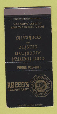Matchbook Cover - Rocco's Restaurant Downey CA WEAR 30 Strike