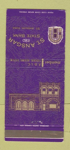 Matchbook Cover - St Ansgar State Bank IA 30 Strike