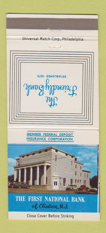 Matchbook Cover - First National Bank Clinton NJ 30 Strike