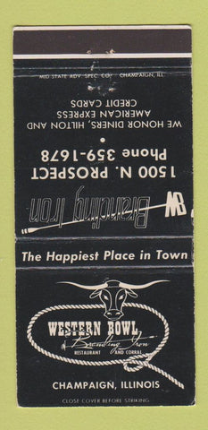 Matchbook Cover - Western Bowling Branding Iron Champaign IL 30 Strike