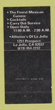 Matchbook Cover - Alfonso's La Jolla CA 30 Strike