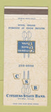 Matchbook Cover - Citizens State Bank Irving TX 30 Strike