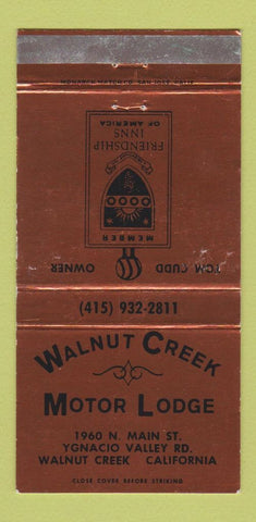 Matchbook Cover - Walnut Creek Motor Lodge CA WEAR 30 Strike
