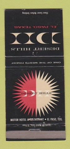 Matchbook Cover - Desert Hills Motor Hotel El Paso TX 30 Strike