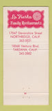 Matchbook Cover - La Fiesta Mexican Food Northridge Tarzana CA 30 Strike