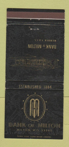 Matchbook Cover - Bank of Milton WI 30 Strike
