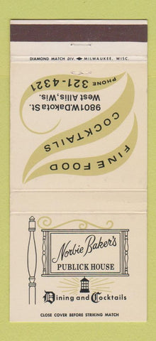 Matchbook Cover - Norbie Baker's Publick House West Allis WI 30 Strike