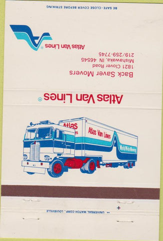 Matchbook Cover - Atlas Van Lines Mishawaka IN trucking 40 Strike