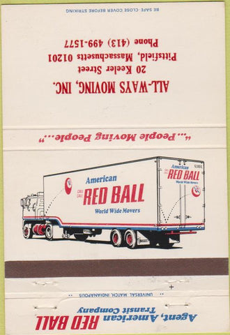Matchbook Cover - Red Ball Trucking Pittsfield MA 40 Strike