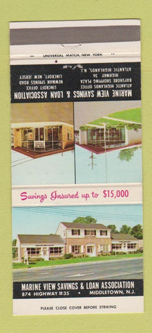Matchbook Cover - Marine View Savings Loan Middletown NJ Lincroft 30 Strike