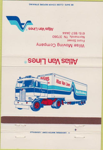 Matchbook Cover - Atlas Van Lines Normandy TN trucking 40 Strike