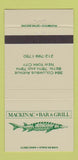 Matchbook Cover - Mackinac Bar Grill New York City 30 Strike