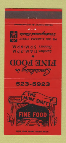 Matchbook Cover - The Mine Shaft Restaurant Atlanta GA 30 Strike