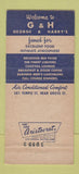 Matchbook Cover - George & Harry's Restaurant New Haven CT 30 Strike