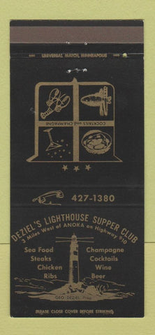 Matchbook Cover - Deziel's Lighthouse Supper Club Anoka MN 30 Strike