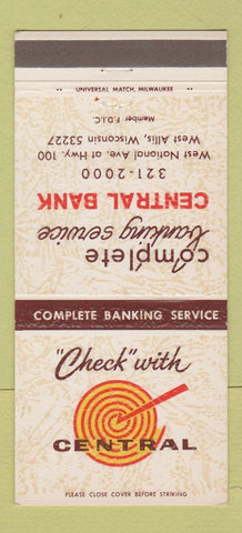 Matchbook Cover - Central Bank West Allis WI 30 Strike