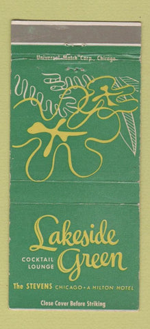 Matchbook Cover - Lakeside Green Stevens Hotel Chicago IL Hilton 30 Strike