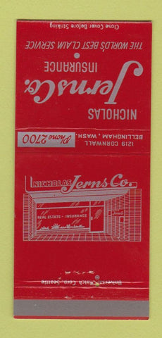 Matchbook Cover - Nichols Jerns Insurance Bellingham WA 30 Strike